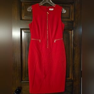 Calvin Klein Elegant Red Sleeveless, Sz 4 Dress